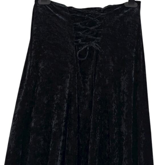 Vintage Fredrick’s Of Hollywood Whimsygoth Velvet Lace Up Midi Skirt - Picture 3 of 9